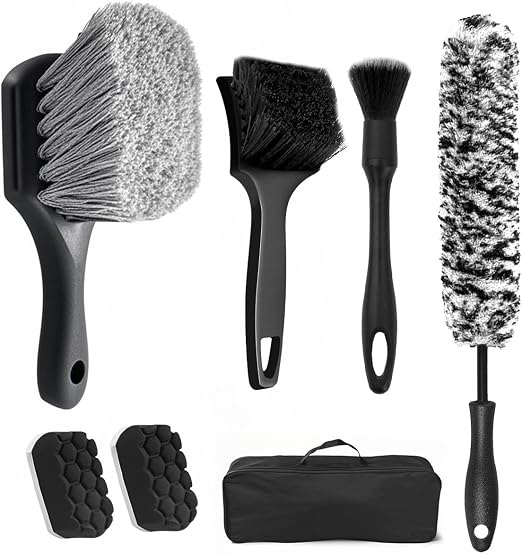 Bittwee 7 PCS Car Wheel Brush Kit, Scratch Free Soft Bristle Automobile Tire Rim Detailing Cleaner Tool Set, Vehicle Tyr