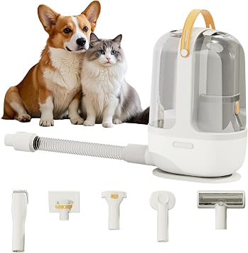 Pet Grooming Vacuum Kit - Cat & Dog Grooming Kit for Easy Pet Care at Home & Outdoor, 12000 Pa Powerful Suction， 8000mAh