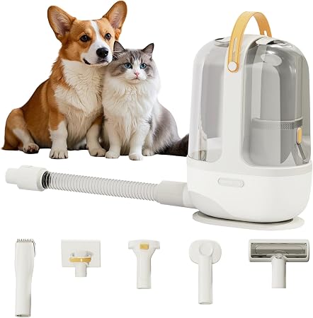Pet Grooming Vacuum Kit - Cat & Dog Grooming Kit for Easy Pet Care at Home & Outdoor, 12000 Pa Powerful Suction， 8000mAh