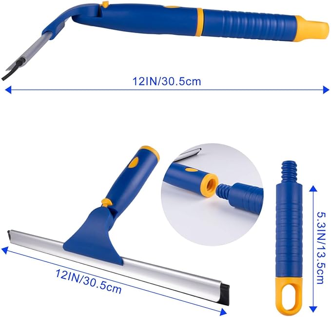 Swivel Shower Squeegee for Glass Doors, All-Purpose Anti-Slip Window Squeegee with 2 Blades, Window Cleaner Tool Bathroom Squeegee for Shower Doors, Tile Shower Walls，Mirrors,Car Windshields