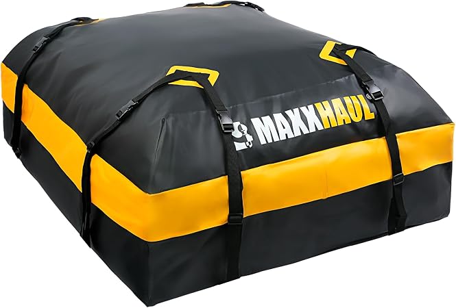 MaxxHaul Rooftop Cargo Bag 15 Cu Ft - Waterproof Universal Car Roof Carrier with Luggage Lock - No Rack Needed - Anti-Sl