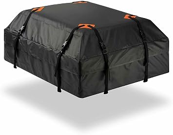 ZONETECH Durable Roof Top Waterproof Cargo Bag -Classic Black 15 Cubic Feet Premium Quality Universal Waterproof Fold-ab