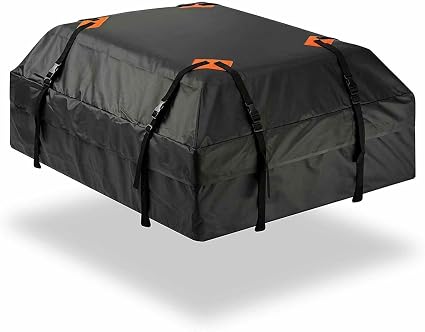 ZONETECH Durable Roof Top Waterproof Cargo Bag -Classic Black 15 Cubic Feet Premium Quality Universal Waterproof Fold-ab