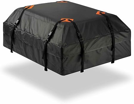 ZONETECH Durable Roof Top Waterproof Cargo Bag -Classic Black 15 Cubic Feet Premium Quality Universal Waterproof Fold-ab