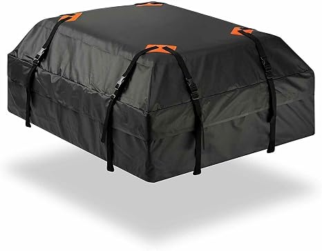 ZONETECH Durable Roof Top Waterproof Cargo Bag -Classic Black 15 Cubic Feet Premium Quality Universal Waterproof Fold-ab