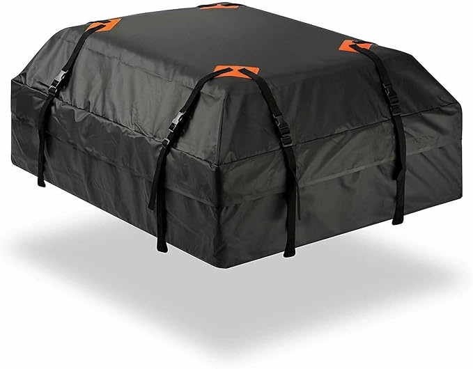 ZONETECH Durable Roof Top Waterproof Cargo Bag -Classic Black 15 Cubic Feet Premium Quality Universal Waterproof Fold-ab