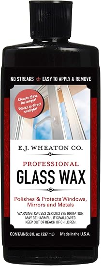 E.J. Wheaton Glass Wax, Polishes and Protects Windows, Mirrors and Metal Surfaces, Dries Chalk White, Easy to Apply and 