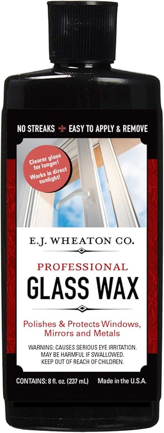 E.J. Wheaton Glass Wax, Polishes and Protects Windows, Mirrors and Metal Surfaces, Dries Chalk White, Easy to Apply and to Remove, Made in USA