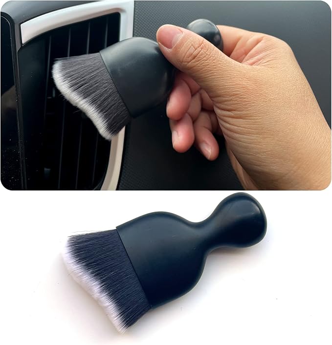 Car Interior Detailing Brush 1PC,Car Brushes for Detailing Interior,Soft Car Detailing Brush,Universal Car Brush Tool(Black+White)