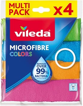 Vileda Microfibre Colors Pack of 4 Multi-Purpose Cleaning Cloths