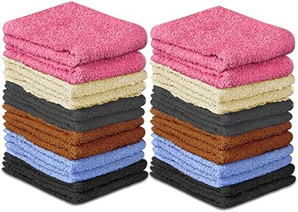 QUBA LINEN 100% Cotton Washcloth Set 24 Packs – Soft, Absorbent Face Towels for Bathroom & Gym Use – Reusable, Durable &
