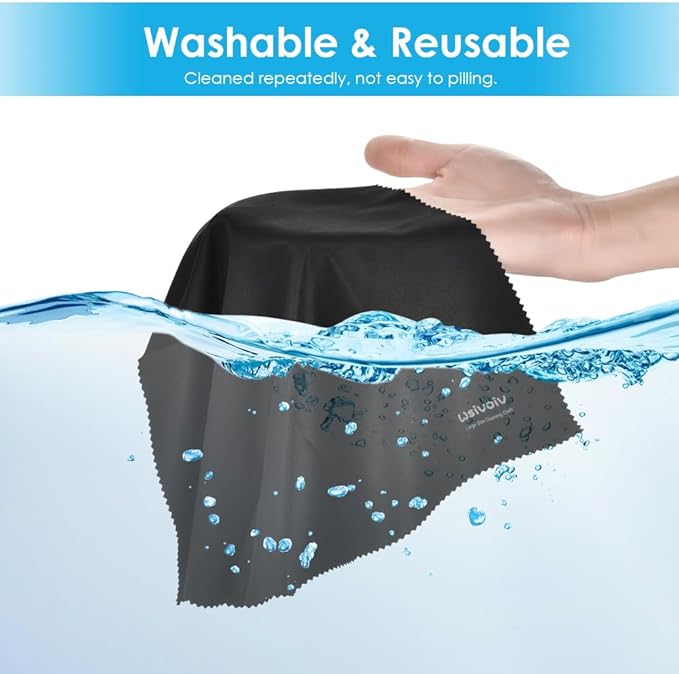 6PCS Large Eyeglass Cleaning Cloths, 12 x12 inches Glasses Cleaner, Individually Wrapped, Premium Microfiber Cleaning Cloth for Glasses, TV, Laptop Screens and Lens, Easier to Grip and Use