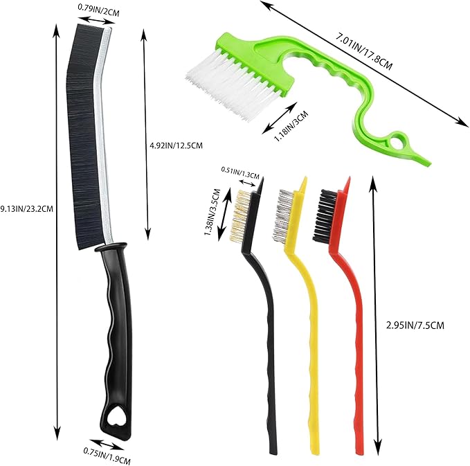 Cleaning Brush, 9 Pcs Hard Bristle Crevice Cleaning Brush Set for Kitchen Bathroom Toilet Grout Bottle Gap Window Tracks, Multifunctional Home Essentials Scrub Cleaning Tools