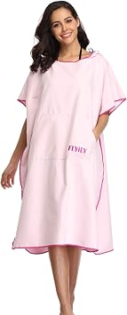 Beach Changing Towel Quick-Dry Surf Poncho Robe with Pocket Hooded Wetsuit Adjustable Sleeves Surfing Swimming Bathing(L