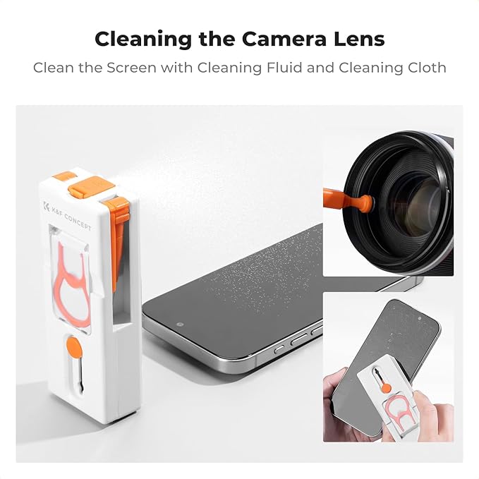 K&F Concept Newly Upgraded 11-in-1 Keyboard Cleaning Kit with Extra 60ml Cleaner - Multifunction Electronic Device Cleaner Set for Cell Phone Tablet PC Camera Keyboard Earbud