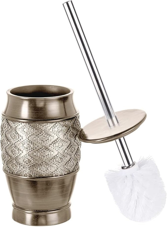 Creative Scents Dublin Silver Toilet Brush Set - Toilet Bowl Cleaner Brush and Holder - Decorative Bathroom Cleaner Brush - Space Saving Design Toilet Bowl Scrubber