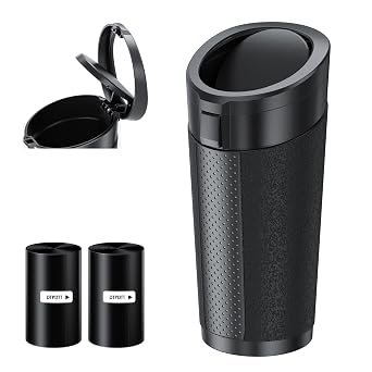 Small Car Trash Can Bin with Lid,Mini Vehicle Leakproof Garbage Can, for Car Cup Holder and Side Door, with 80 Attached 