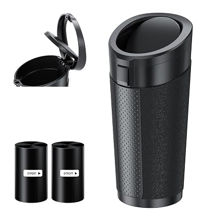 Small Car Trash Can Bin with Lid,Mini Vehicle Leakproof Garbage Can, for Car Cup Holder and Side Door, with 80 Attached 