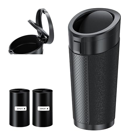 Small Car Trash Can Bin with Lid,Mini Vehicle Leakproof Garbage Can, for Car Cup Holder and Side Door, with 80 Attached 