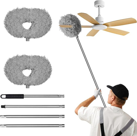 Storystore Ceiling Fan Cleaner Duster - Adjustable Duster with Extension Pole,Dusters for Cleaning Fan Blade, Walls and Cobweb (2Pcs Dusters/Grey)