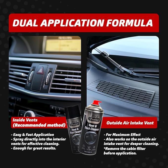 FIX & FUSION A/C Vent and Duct Cleaner (13.5 oz)| Foaming Spray for Car Air Conditioner | Freshens & Cleans Dust Build-Up | Fast, No-Rinse Formula | Automotive HVAC Refresher & Detailer (6 Pack)