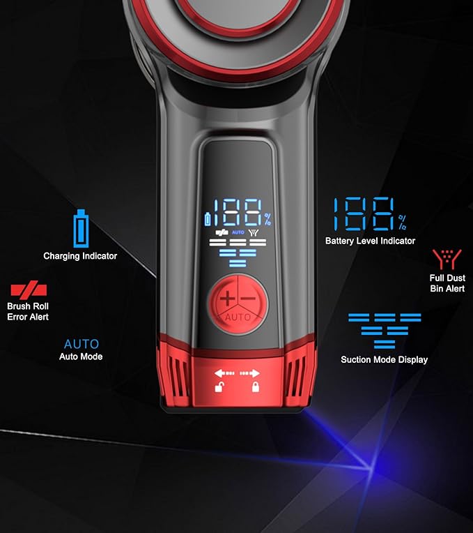 Cordless Vacuum Cleaner, 650W 55KPa Powerful Stick Vacuum, 70-Min Runtime, Self-Standing, Anti-Tangle Brush, OLED Display, Vacuum for Carpet, Hardwood Floors & Pet Hair