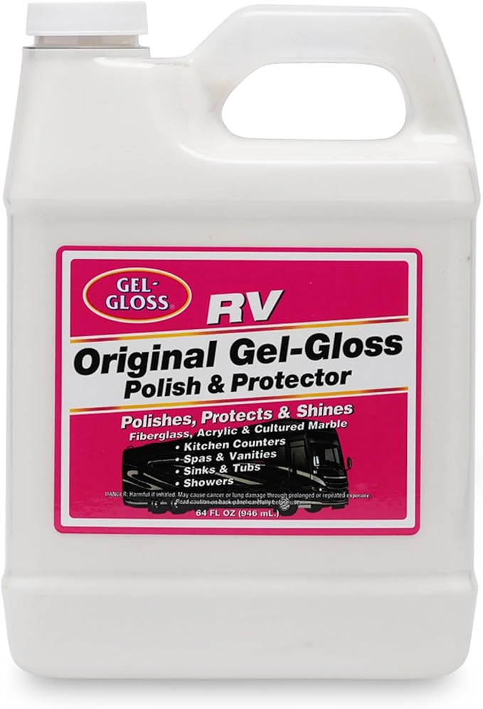 Gel-Gloss Original Polish & Protector - Carnauba Cleaner Wax Formulation – Removes Water Spots, Light Scratches & Stains - Restores Surface Color & Shine, 64 oz