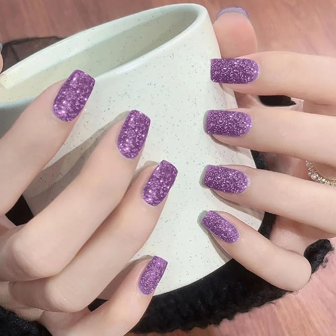 Nail Polish Strips, 32PCS Salon Quality Wraps, Long Lasting Gel Nail Stickers for Women Easy Apply& Remove (Twilight Bloom Purple)