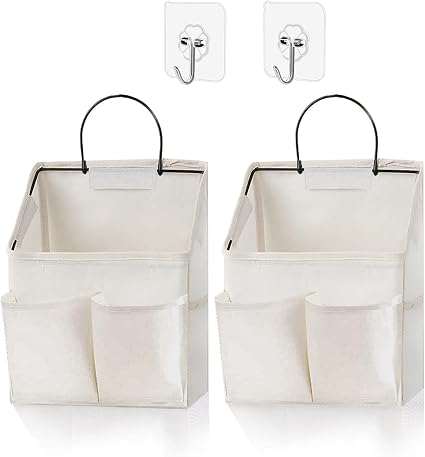 2 Pack Wall Hanging Storage Basket,Wall Hanging Organizer Bags with Pockets, Wall organizer Storage for Dormitory Bathro