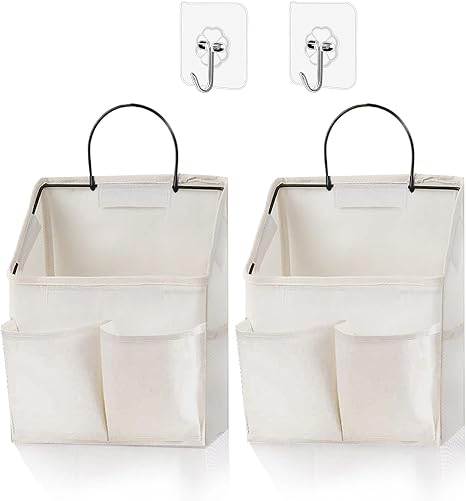 2 Pack Wall Hanging Storage Basket,Wall Hanging Organizer Bags with Pockets, Wall organizer Storage for Dormitory Bathro