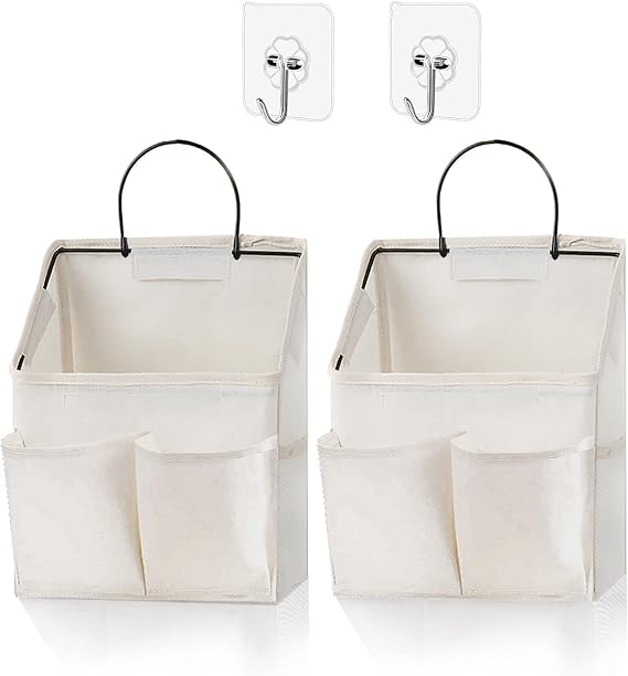 2 Pack Wall Hanging Storage Basket,Wall Hanging Organizer Bags with Pockets, Wall organizer Storage for Dormitory Bathro
