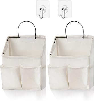 2 Pack Wall Hanging Storage Basket,Wall Hanging Organizer Bags with Pockets, Wall organizer Storage for Dormitory Bathro