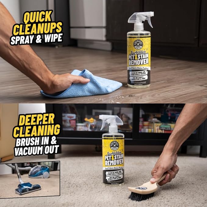 Chemical Guys Furbidden Pet Stain Remover for Car & Home, Carpet & Upholstery Cleaner, Eliminates Pet Odors & Stains from Urine & Vomit, Multi-Surface Pet Odor Neutralizer - 16 oz