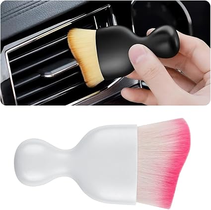 Blilo 3.86 Inch Curved Car Interior Vent Detailing Brush, White/Red