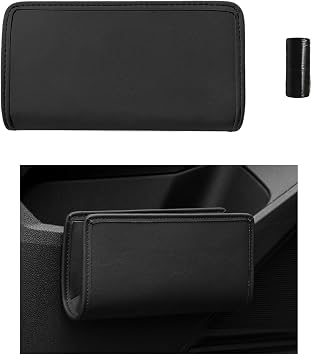 DXNQ Car Trash Can, Leather Foldable Hanging Trash Bag, Multi-Function Mini Storage Box Garbage Can for Car Back Seats a
