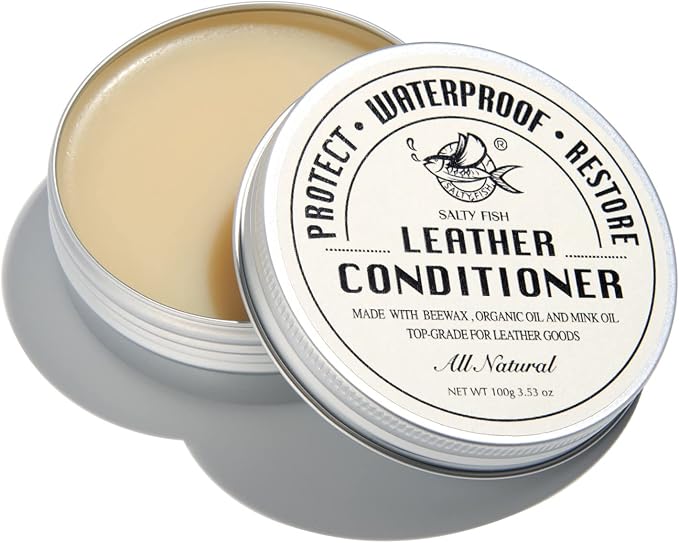 SALTY FISH All-Natural Leather Conditioner and Cleaner,Made with Mink Oil Beeswax,Protect Soften Waterproof Leather Furn