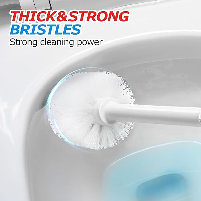 FORASTO 2Pack 2 in 1 Toilet Brush and Plunger Set,Clean Gloves, Extended Handle Plunger，Toilet Bowl Brush Plunger Set,Bathroom Cleaning Tools,Toilet Brush Plunger Combo,Cleaning Brush(Cream White)