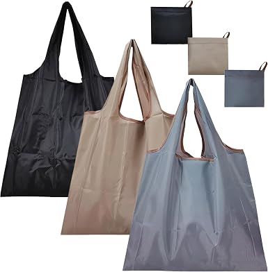 Reusable Grocery Bags 3 Pack, Foldable Shopping Bags for Groceries