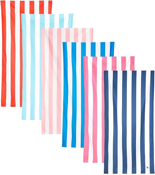 Dock & Bay Beach Towel - Quick Dry, Sand Free - Compact, Lightweight - 100% Recycled - Includes Bag - Set of 6 - Best of