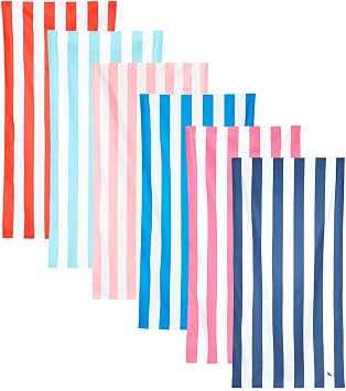 Dock & Bay Beach Towel - Quick Dry, Sand Free - Compact, Lightweight - 100% Recycled - Includes Bag - Set of 6 - Best of
