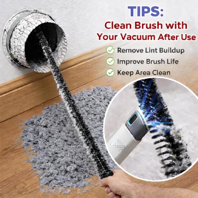 Dryer Vent Cleaner Kit (2-Pack): Flexible Extra Long Lint Brush & Refrigerator Coil Brush - Professional Dust & Pet Hair Remover for Appliance Cleaning