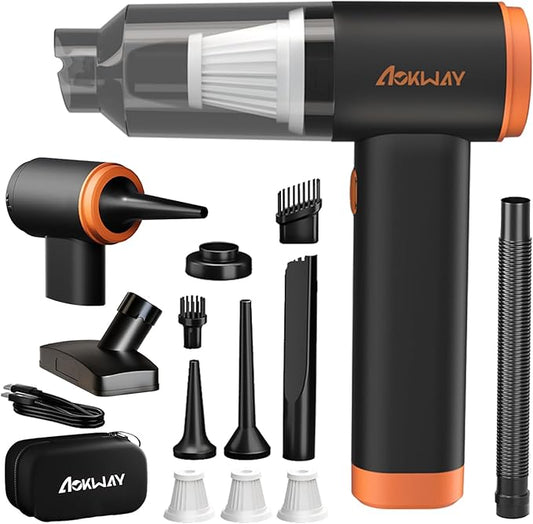 aokway Car Vacuum Portable Cordless 20000PA Powerful Suction, 7800mAh Mini Vacuum Cleaner for Car, Electric Air Duster & Blower, Mini Handheld Vacuum 4-in-1 Rechargeable for Home, Office Desk Cleaning
