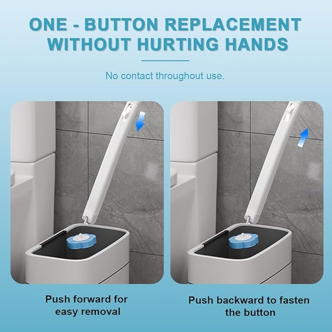 Disposable Toilet Brush with 24 Refills,Toilet Cleaning Supplies,Toilet Wand Brush Starter Kit,Wall Mounted Toilet Bowl Cleaner Brush with Holder for Bathroom Cleaning & Hygiene (White Starter Kit)