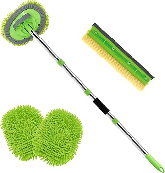 62" Car Wash Brush Kit Mitt Mop Sponge with Long Handle, Chenille Microfiber Car Cleaning Brush Kit, Windshield Window S