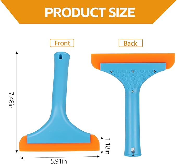Wuyaoyao 2PCS Silicone Squeegee, Small Squeegee for Car, Automotive Mini Window Squeegees, Shower Squeegees, Water Wiper Cleaning Tool for Car Windshield, Window, Mirror, Glass Door (Blue)