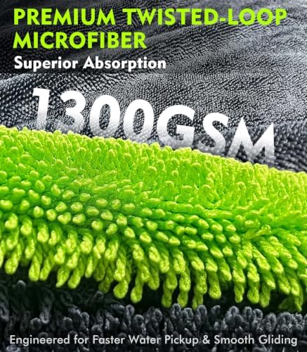 2-Pack 1300GSM Car Drying Towel - Microfiber Towels for Cars 36" x 24", Drying Towels Car Detailing, No Scratch, Super Absorbent, Extra Large Twisted Loop Microfiber Cloth Car Wash Towels, SUV Truck