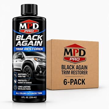 MPD Pro Black Again Trim Restorer for Cars – Restores Faded Plastic, Vinyl & Rubber Exterior Trim, Deep Black Finish for