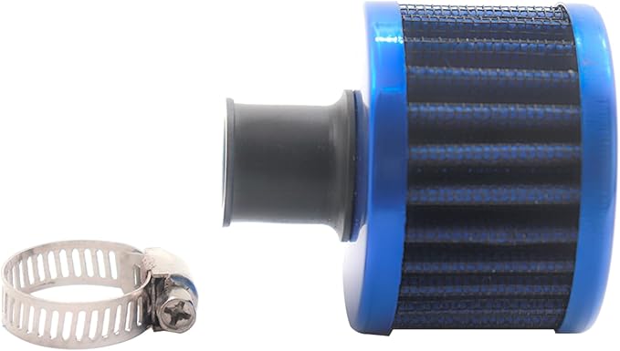 12mm Air Filter Cold Air Intake Filter Breather Turbo Vent Air Intake Filter Cleaner Blue Universal for car and Motorcycle (2pcs Air Filter)
