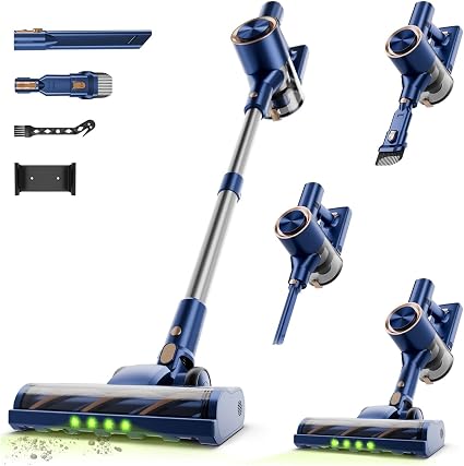 Cordless Stick Vacuum Cleaner - Rechargeable,45Kpa Powerful Suction Vacuum for Home,45Mins Runtime,Detachable Battery,An
