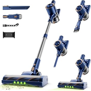 Cordless Stick Vacuum Cleaner - Rechargeable,45Kpa Powerful Suction Vacuum for Home,45Mins Runtime,Detachable Battery,An